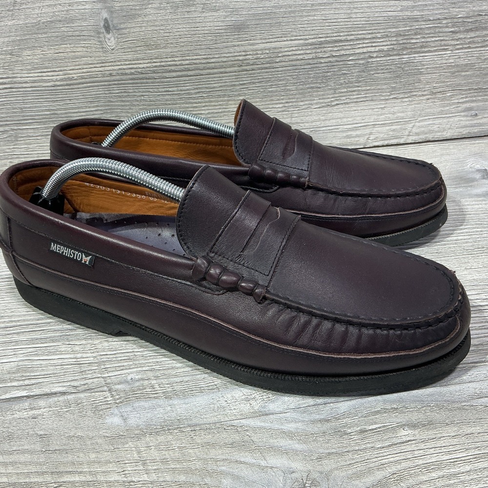 Mephisto Cap Vert Spinnaker Boat Shoes Men's Size 12 Wine Slip on Penny Loafers
